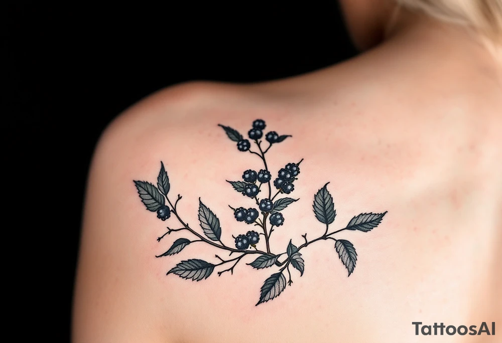 American traditional style Blackberry branch tattoo idea