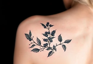 American traditional style Blackberry branch tattoo idea