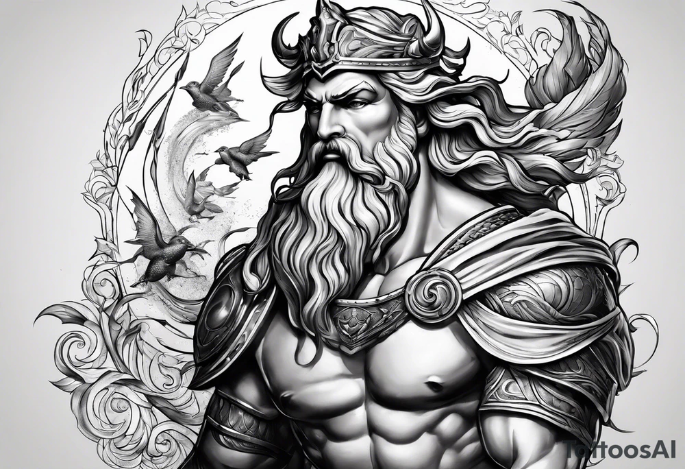 Poseidon mit beetenden Händen tattoo idea