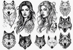 Half wolf half woman tattoo idea