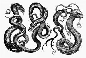 snake on lovecraft theme with tentacle tattoo idea