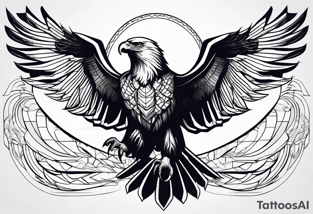 eagle full body fly vector tattoo idea