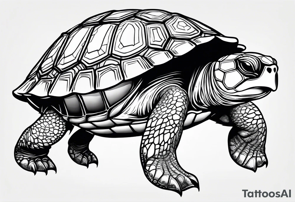 outline of a badass turtle with a spiked shell tattoo idea