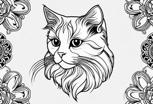 simple american traditional side profile persian cat tattoo idea