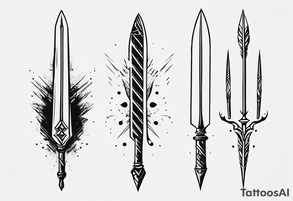 2 parallel spears tattoo idea