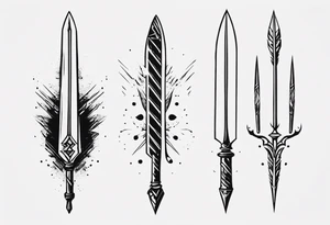 2 parallel spears tattoo idea