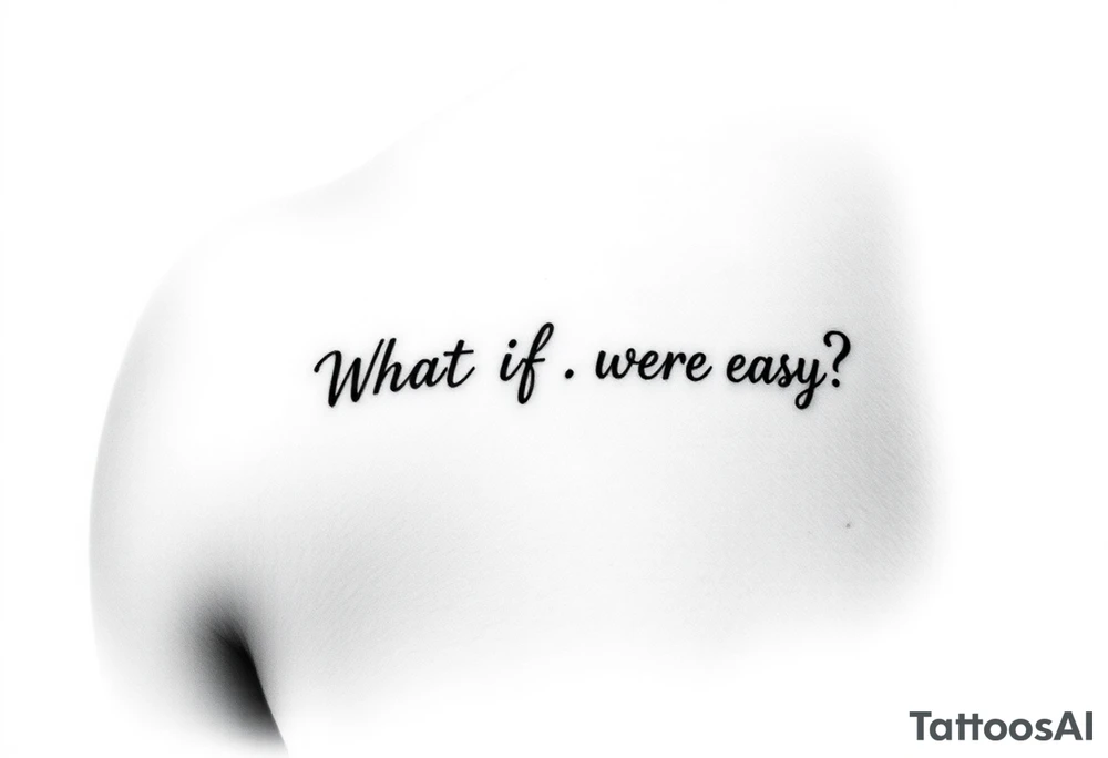 Want to get a reminder tattoo for the phrase "What if it were easy?" as a positive mindset shift I need to make. I am a female and looking at placing it in a spot I could see often like down the side of my right wrist. Maybe thought it could be easier/clearer if I used an abbreviation or acronym, but open to suggestions. tattoo idea