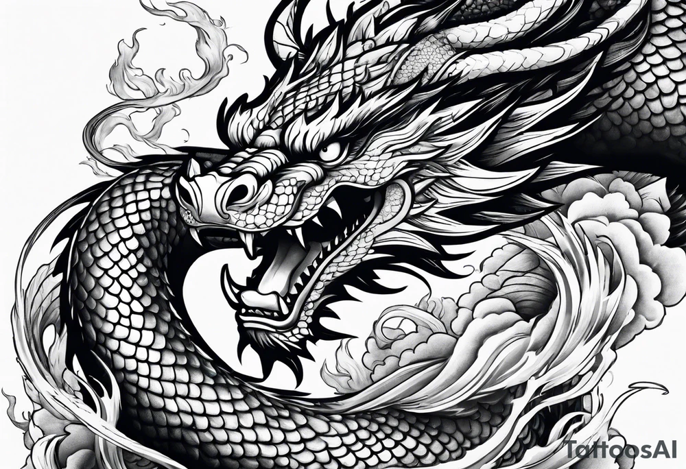 dragon fighting with snake tattoo idea