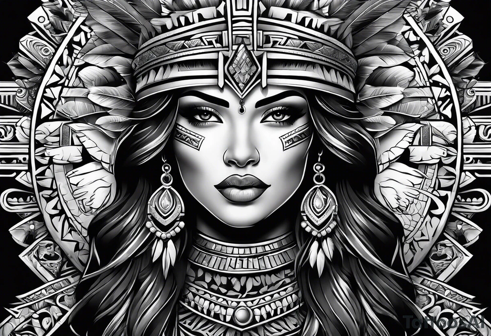 Warrior Aztec princess, tattoo idea