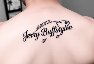 Memorial of Jerry Buffington
 fishing with name in fishing line tattoo idea