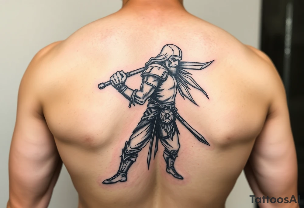 Husarz fighter tattoo standing side ways tattoo idea