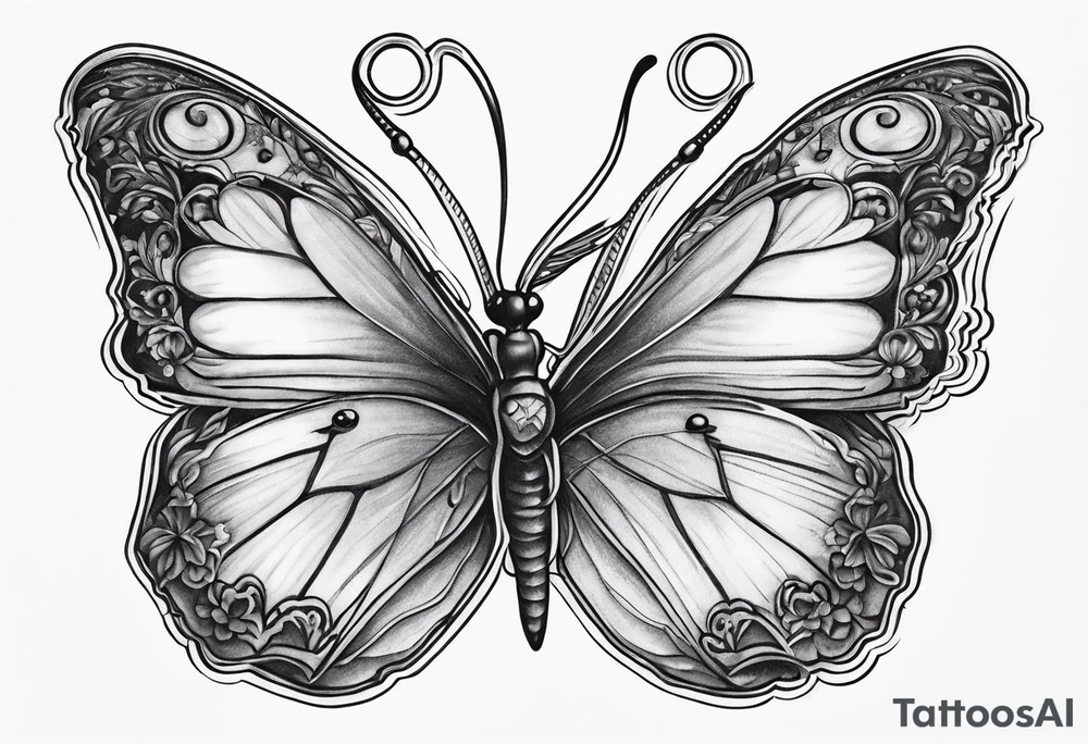 Moon carnation blue butterfly tattoo idea