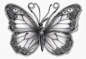 Moon carnation blue butterfly tattoo idea