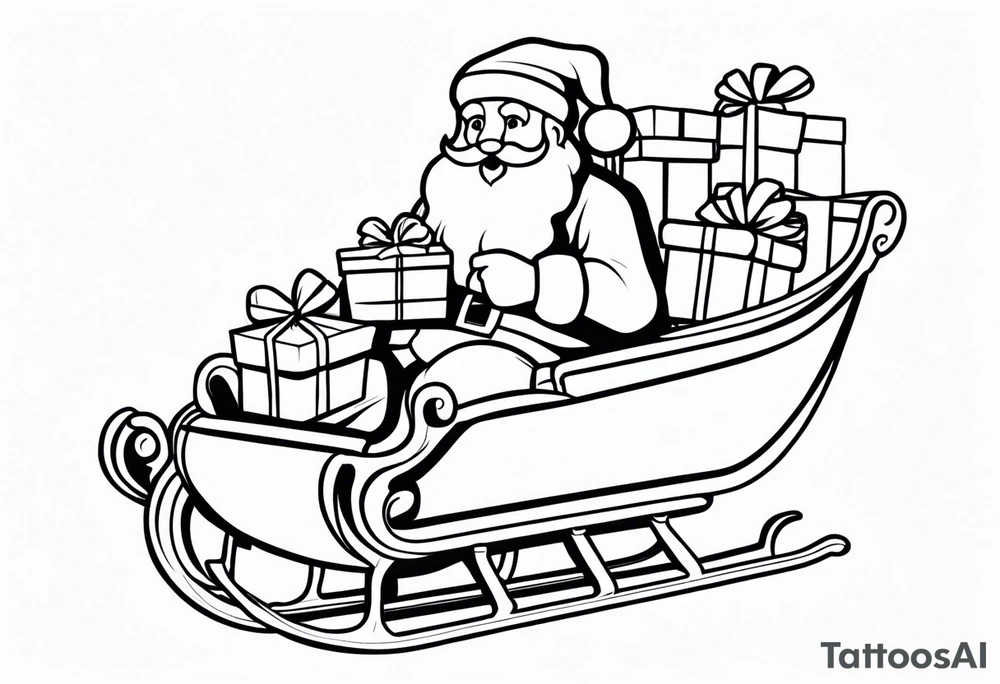 Sleigh Full of Gifts with santa tattoo idea