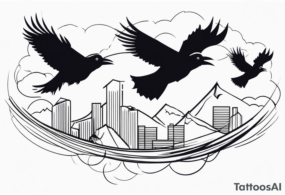 3 crows flying tattoo idea