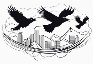 3 crows flying tattoo idea
