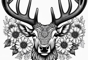 fine line sunflowers and wildflowers deer antler No deer , tattoo idea