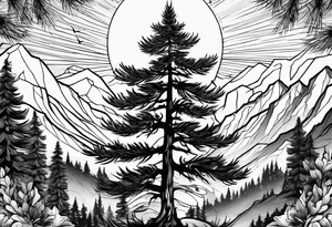 Pine tree turning into flame tattoo idea