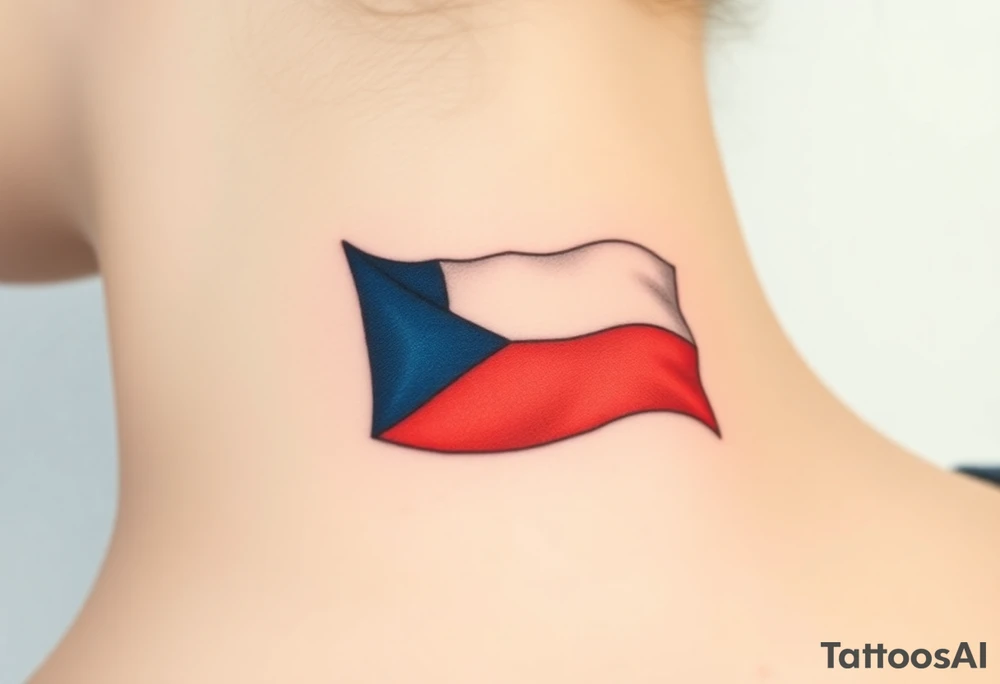 A waving Czech flag with realistic fabric texture tattoo idea