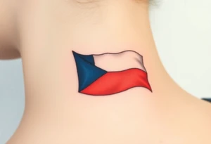 A waving Czech flag with realistic fabric texture tattoo idea