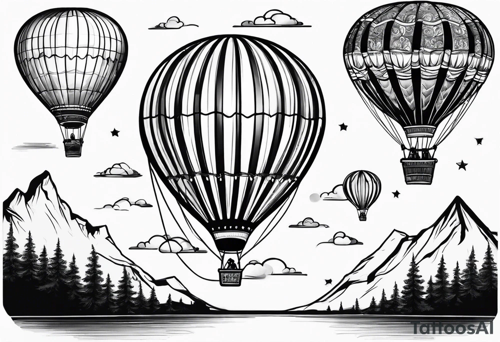 Hot air balloon simple tattoo idea