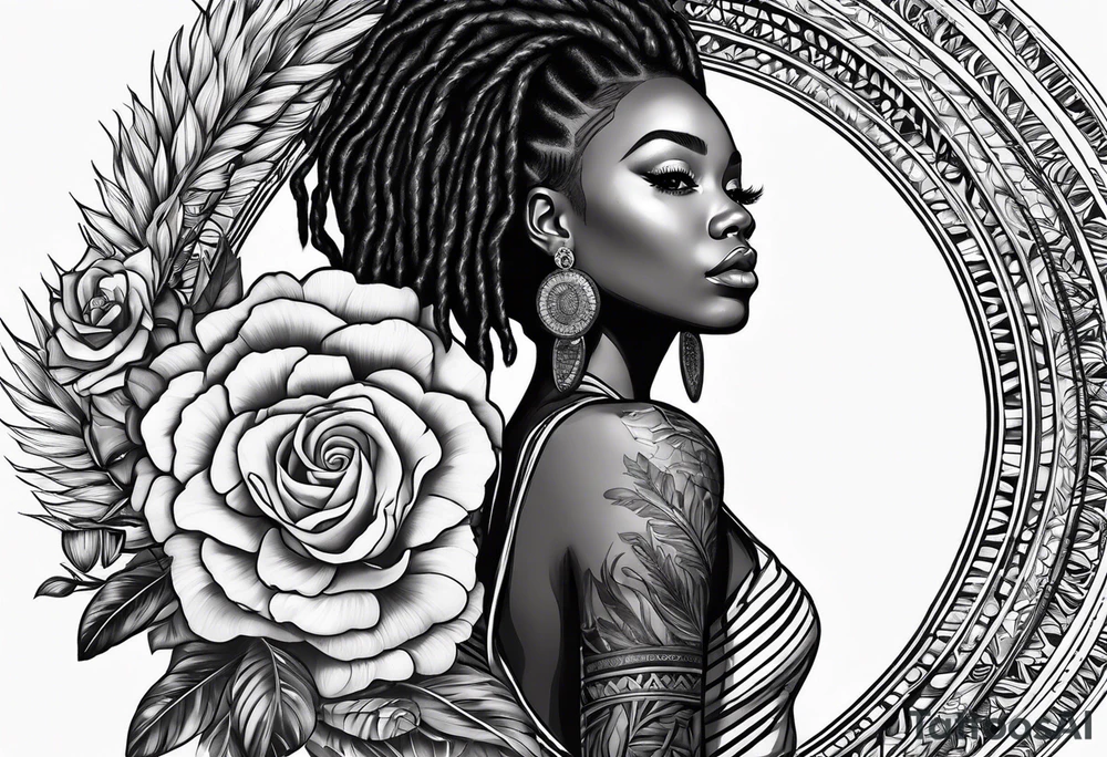 Black woman with locs tattoo idea