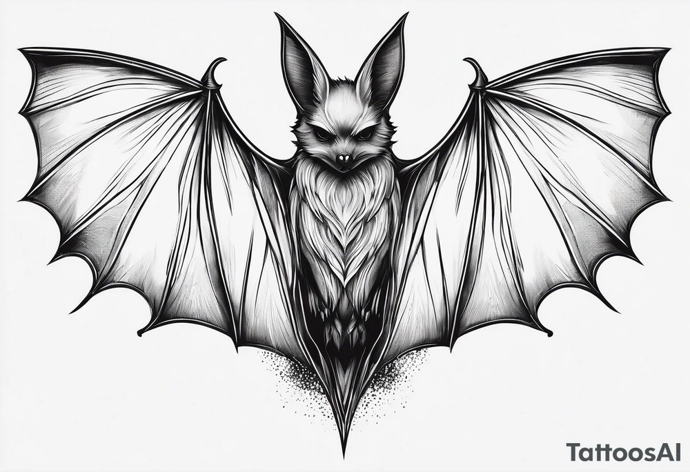 tall skinny bat minimal detail tattoo idea
