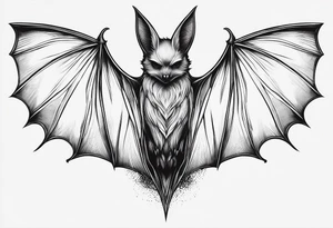tall skinny bat minimal detail tattoo idea
