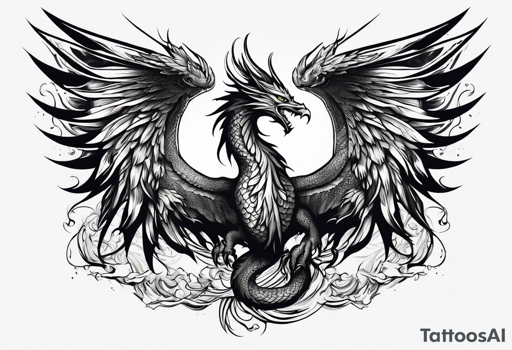 phoenix fighting a 
 dragon tattoo idea