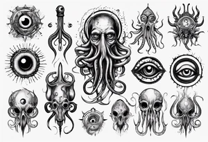 lovecraft them with eye and tentacle tattoo idea
