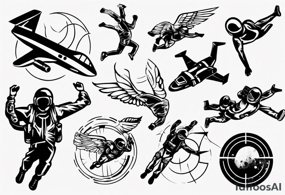 skydiving and shooting guns tattoo idea