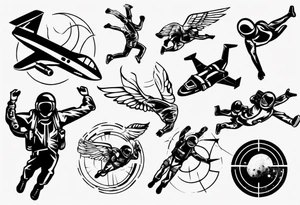 skydiving and shooting guns tattoo idea