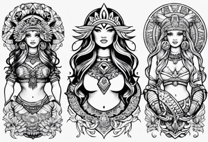Zodiac Aztec mermaid tattoo idea