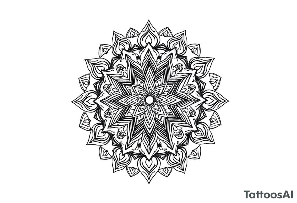 intricate mandala with sacred geometry and cosmic elements tattoo idea