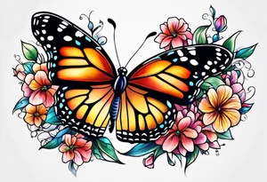 Butterflies and su flwer tattoo idea