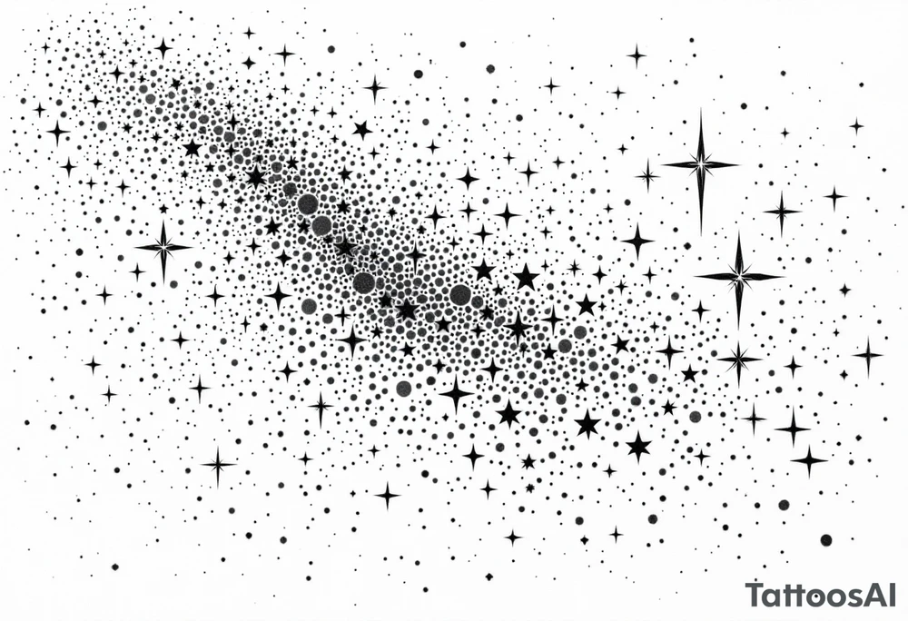 Small stars and tears background tattoo idea