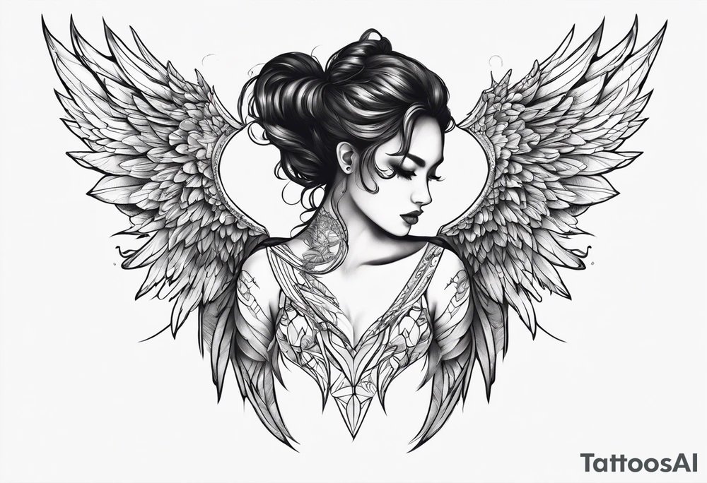 half angel half demon no face with wings open tattoo idea half angel half demon no face with wings open tattoo idea