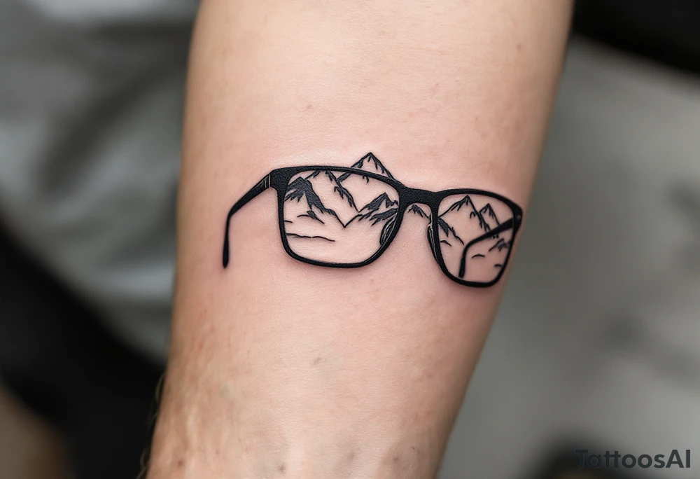 Glasses that show the world clearly
One lens can be made cloudy or cracked, and the other crystal clear, showing mountains, sky or nature. tattoo idea