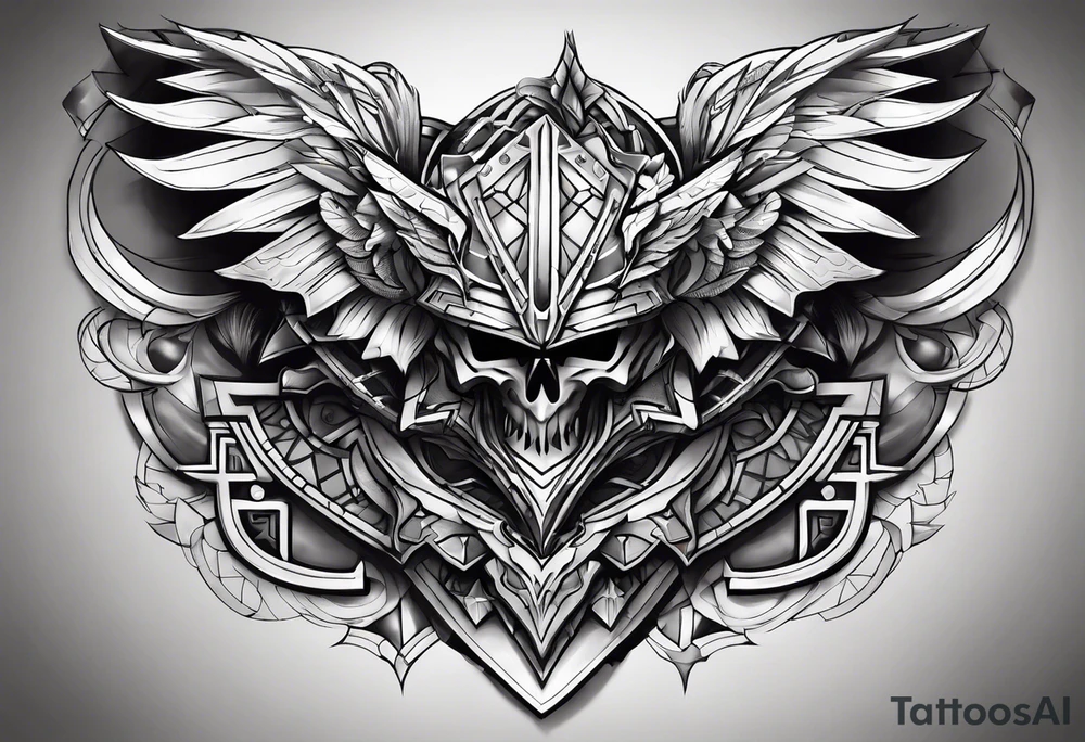 cyber chest armor tattoo idea