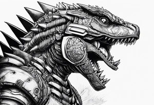 mechagodzilla, full body, roaring tattoo idea