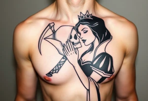 Snow white kiss or death with grim reaper tattoo idea