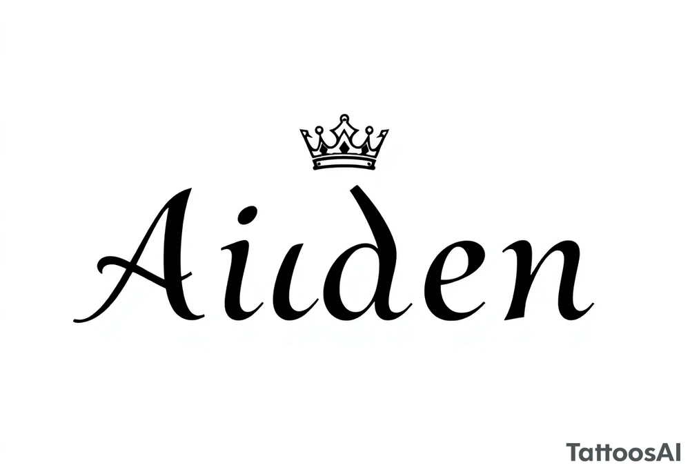 The name Aiden with a kings crown above the name tattoo idea