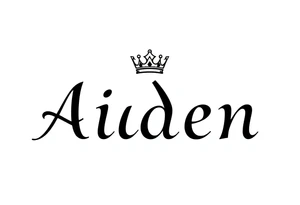 The name Aiden with a kings crown above the name tattoo idea
