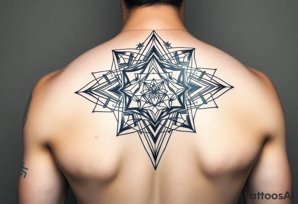 Make me a shoulder and arm piece  feminine sacred geometry piece the gift of feeling of feminine divine make the peace truly bold and three dimensional make it pop out and dynamic you truly unique make the image not on skin but as a drawn image that goes on the shoulder and covers the arm down to the elbow tattoo idea