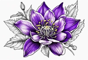 Columbine flower purple tattoo idea