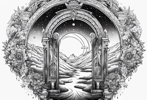 cosmic spiritual archway tattoo idea