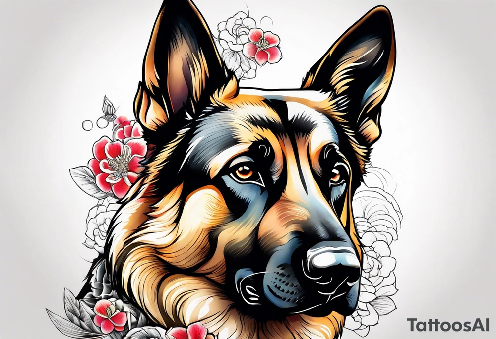 German shepherd dog tattoo idea