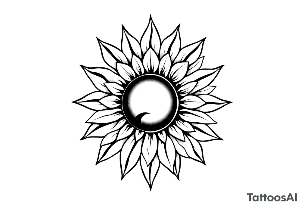 Half sun half sunflower tattoo idea