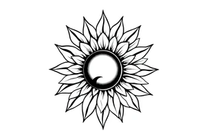 Half sun half sunflower tattoo idea