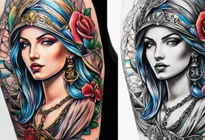Themis holding the scales of justice tattoo idea